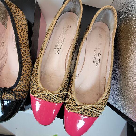 2 Pair Paul Mayer Attitudes Leopard Print Ballet Flats 8.5B Candy & Country Cap - Picture 4 of 10
